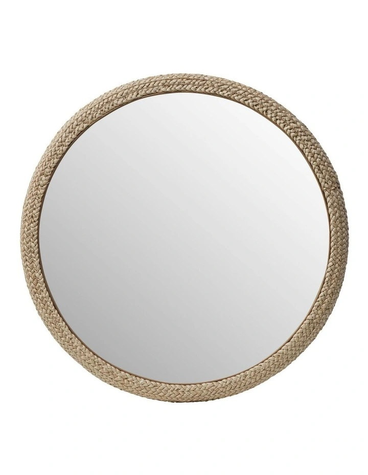 Round Mirror Woven 70*4*70cm in Beige image 1