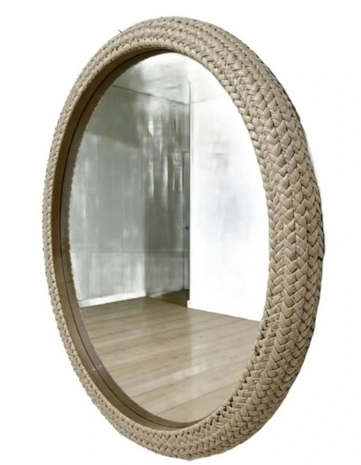 Round Mirror Woven 70*4*70cm in Beige image 2