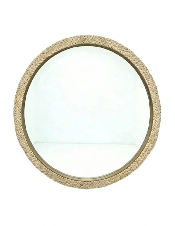 Round Mirror Woven 70*4*70cm in Beige image 3