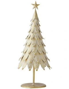 Small Pressed Metal Christmas Tree L28*H65cm in Gold