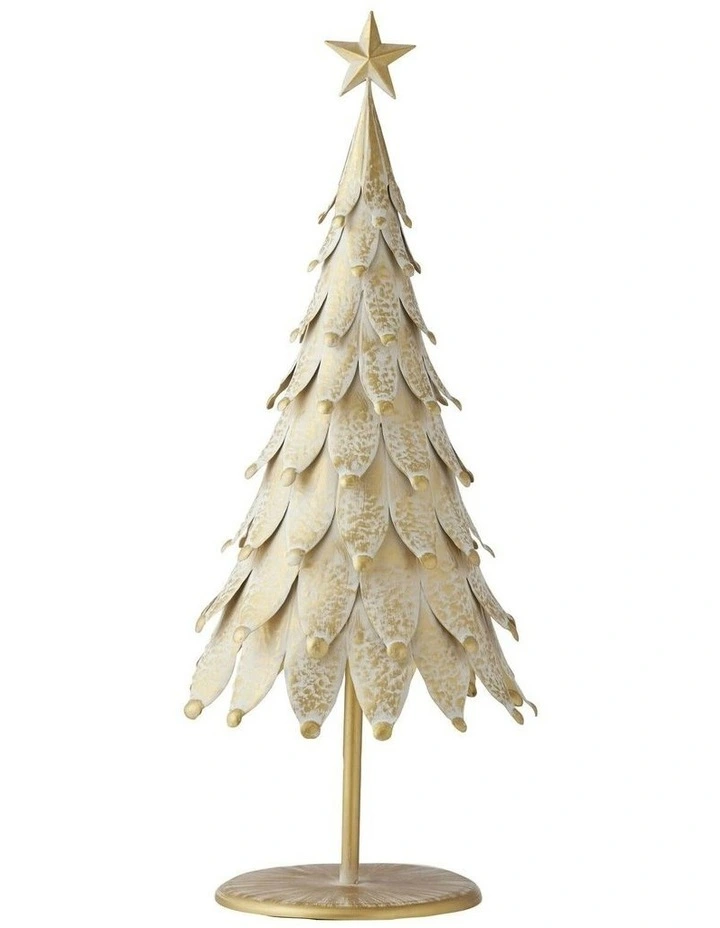 Small Pressed Metal Christmas Tree L28*H65cm in Gold image 1