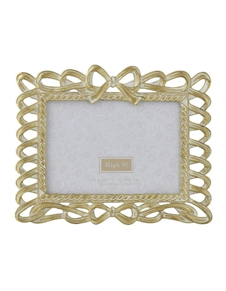 Frame With Bow 3.5x5/ 16.7*1.5*13.5 in Brushed Gold image 1