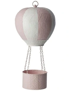 Christmas Hanging Hot Air Balloon L30*W30*H64cm in Pink/White