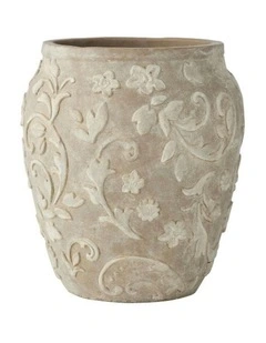 Embossed Fleur Vase 26.5*30cm in Beige