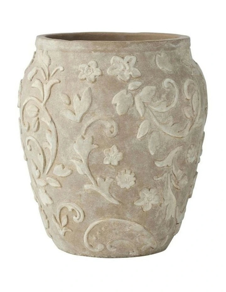 Embossed Fleur Vase 26.5*30cm in Beige image 1