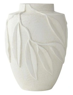 Gum Leaf Vase 30x30x40cm in White