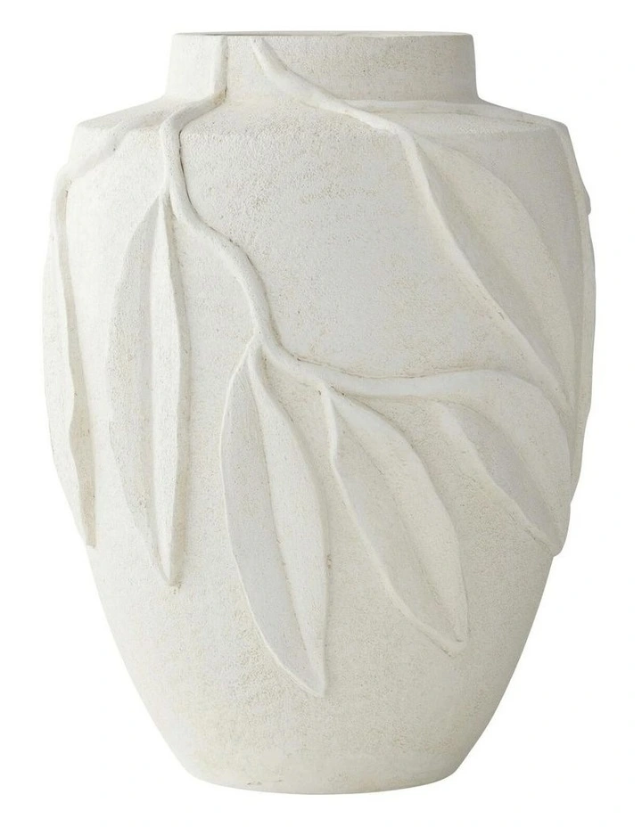 Gum Leaf Vase 30x30x40cm in White image 1
