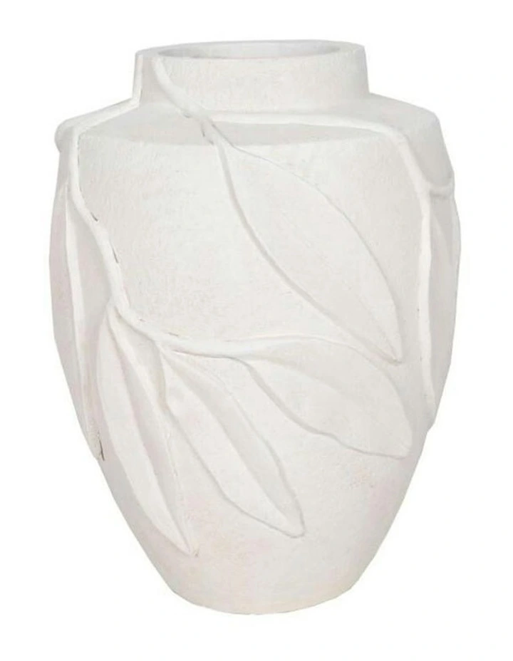 Gum Leaf Vase 30x30x40cm in White image 2