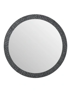 Textured Round Mirror 80x2.5cm in Black