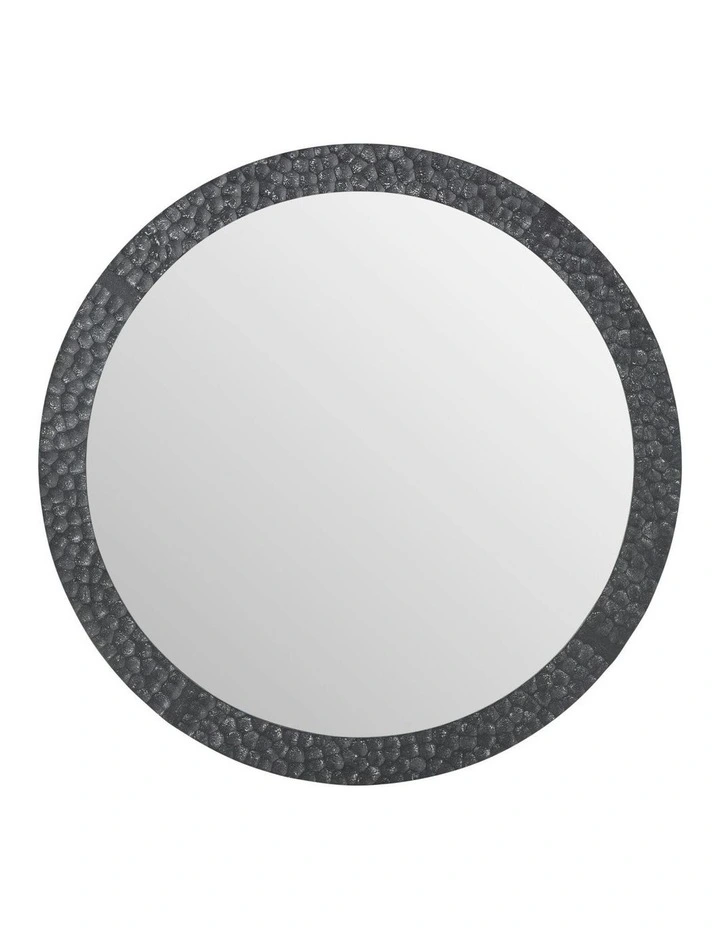 Textured Round Mirror 80x2.5cm in Black image 1