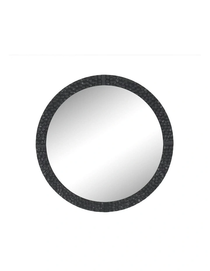 Textured Round Mirror 80x2.5cm in Black image 2