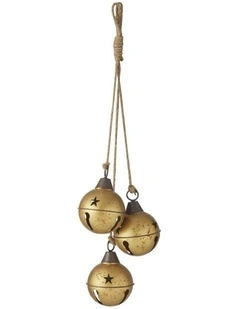 Xmas Hanging Bells Three L19*W19*H57cm in Gold