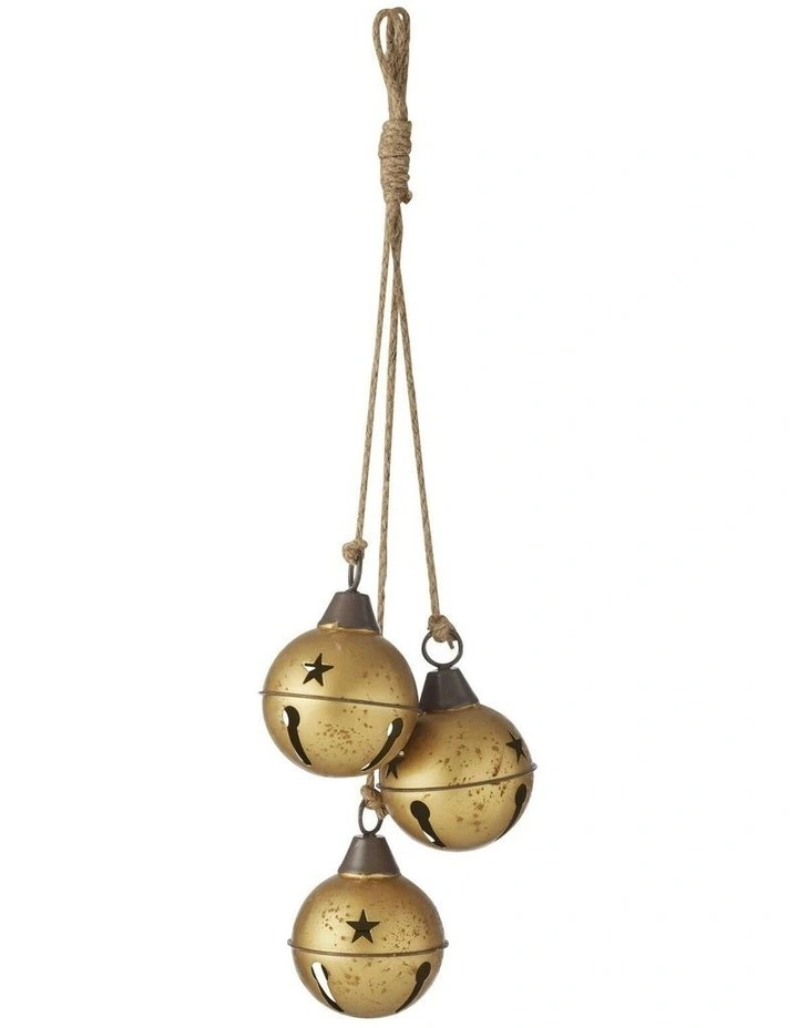 Xmas Hanging Bells Three L19*W19*H57cm in Gold image 1