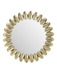 Round 3D Pressed Metal Mirror D80cm in Gold