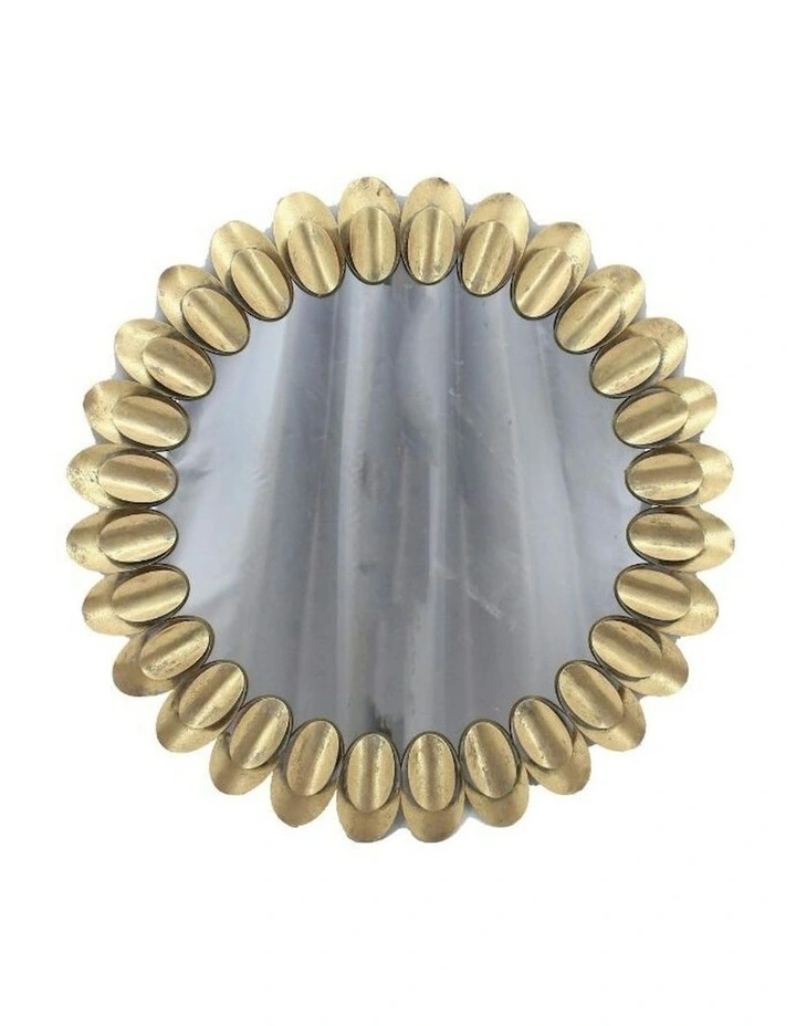 Round 3D Pressed Metal Mirror D80cm in Gold image 2
