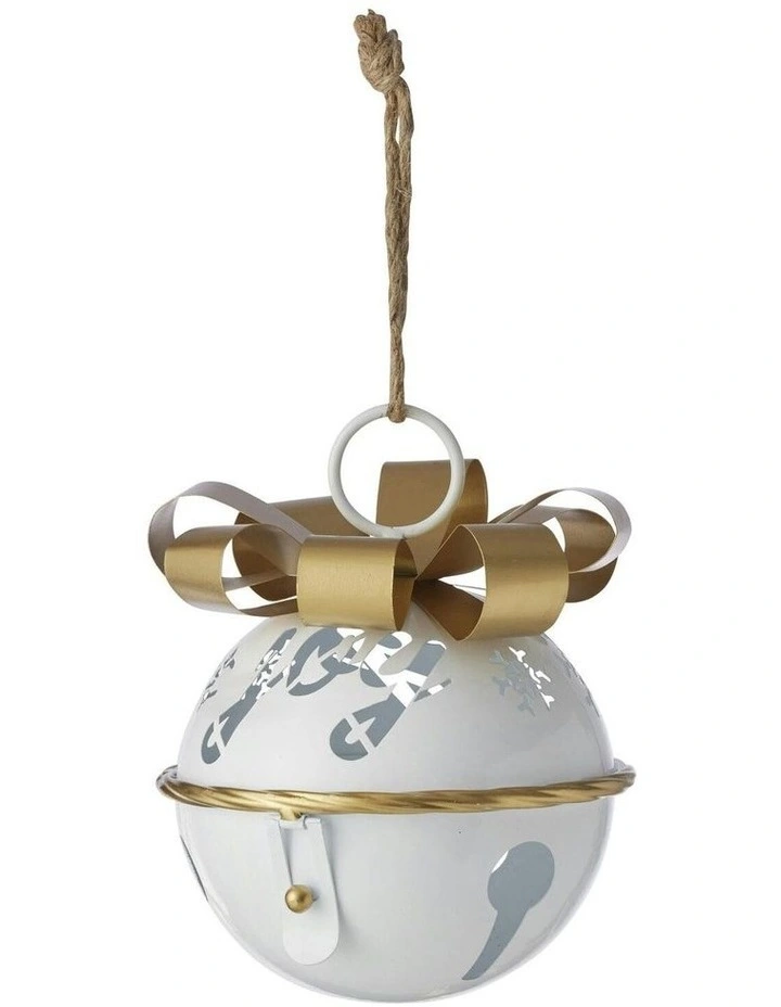 Hanging Christmas Bauble With Joy On Rope L18*H24cm in White image 1
