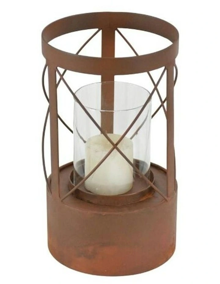 Rustic Radiance Round Pillar Candle Holder 15x 26cm in Brown image 1