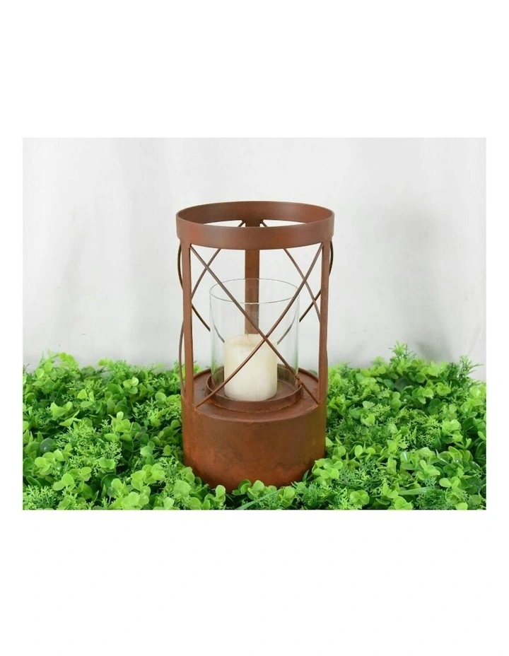 Rustic Radiance Round Pillar Candle Holder 15x 26cm in Brown image 2