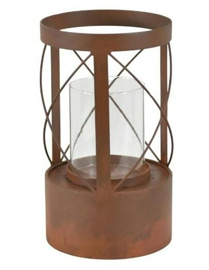 Rustic Radiance Round Pillar Candle Holder 15x 26cm in Brown image 3