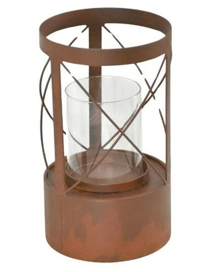 Rustic Radiance Round Pillar Candle Holder 15x 26cm in Brown image 4