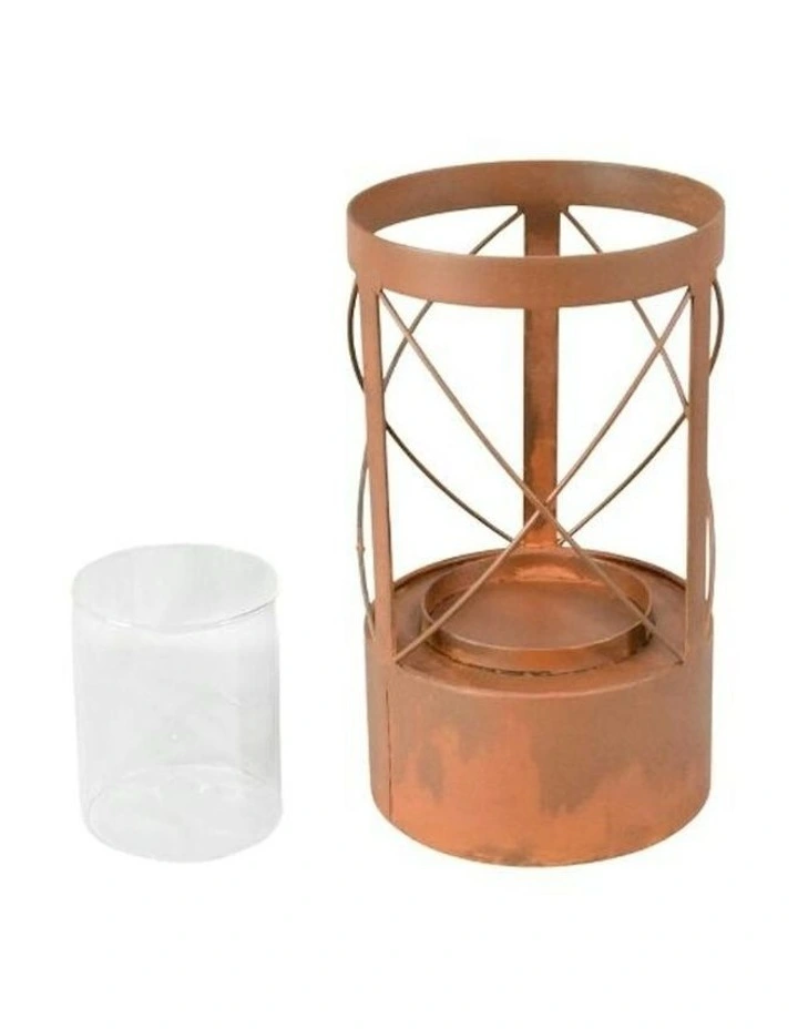 Rustic Radiance Round Pillar Candle Holder 15x 26cm in Brown image 5