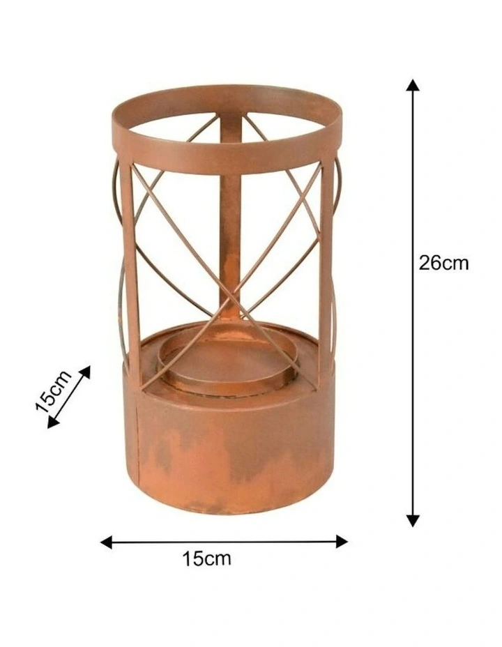 Rustic Radiance Round Pillar Candle Holder 15x 26cm in Brown image 6