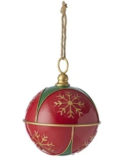 Large Christmas Hanging Bauble On Rope L20*H27-40cm in Red/Green