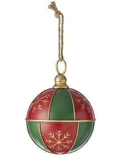 Small Christmas Hanging Bauble On Rope L16xH21-33cm in Red/Green