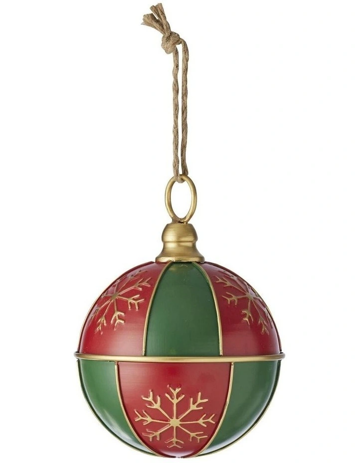 Small Christmas Hanging Bauble On Rope L16xH21-33cm in Red/Green image 2