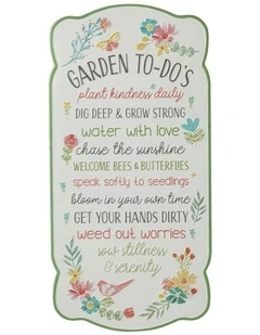 Garden To Do's Wall Tin Sign 27x55cm in Blue