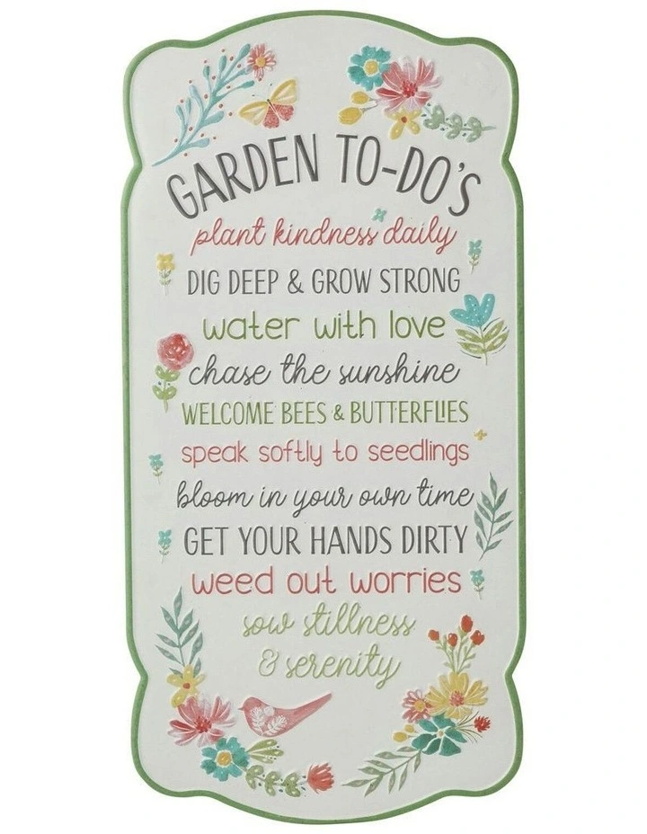 Garden To Do's Wall Tin Sign 27x55cm in Blue image 1