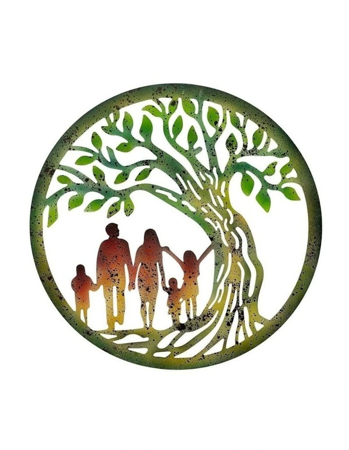 Cut Family & Tree Of Life Wall Art 60x0.6x60cm in Green image 4