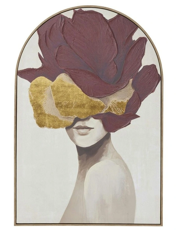 Floral Headpiece Arch Wall Art 82.6*122.6 in Red/Gold image 1