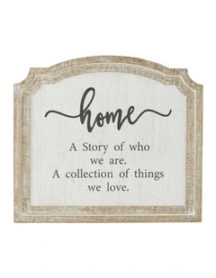 Wooden Home Wall Art 51x2x45cm in Beige
