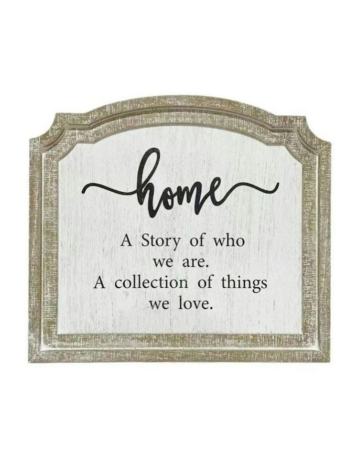 Wooden Home Wall Art 51x2x45cm in Beige image 2