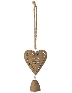 Metal Heart Hanging Decoration 13x6x48cm in Rust