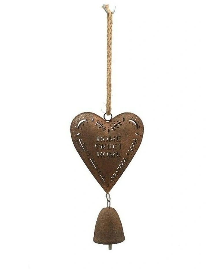 Metal Heart Hanging Decoration 13x6x48cm in Rust image 2