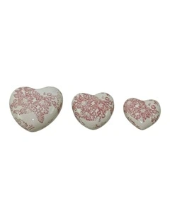 Ass Size Cherry Blossom Hearts Decor Set of 3 10.5x4.5/8.5x4/7x3cm in Pink