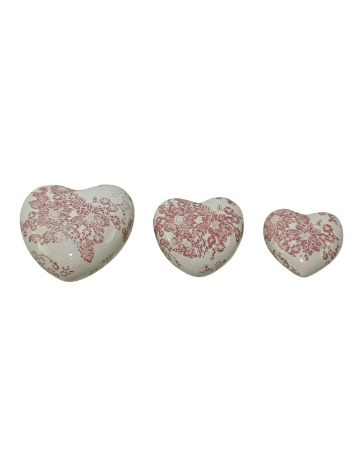 Ass Size Cherry Blossom Hearts Decor Set of 3 10.5x4.5/8.5x4/7x3cm in Pink image 2