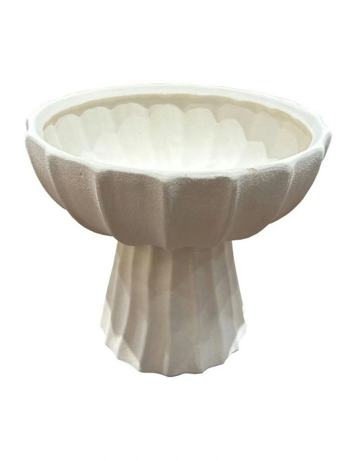 Camille Pedestal Display Bowl 23x23x21cm in White image 2