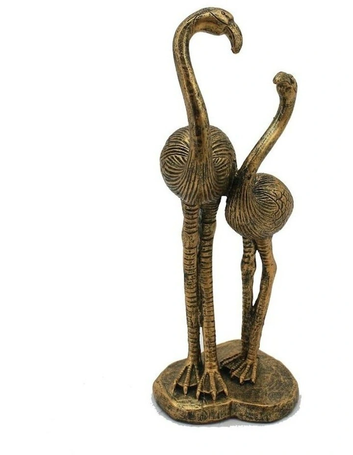 Standing Flamingos Sculpture 13x11.5x30cm in Bronze image 2