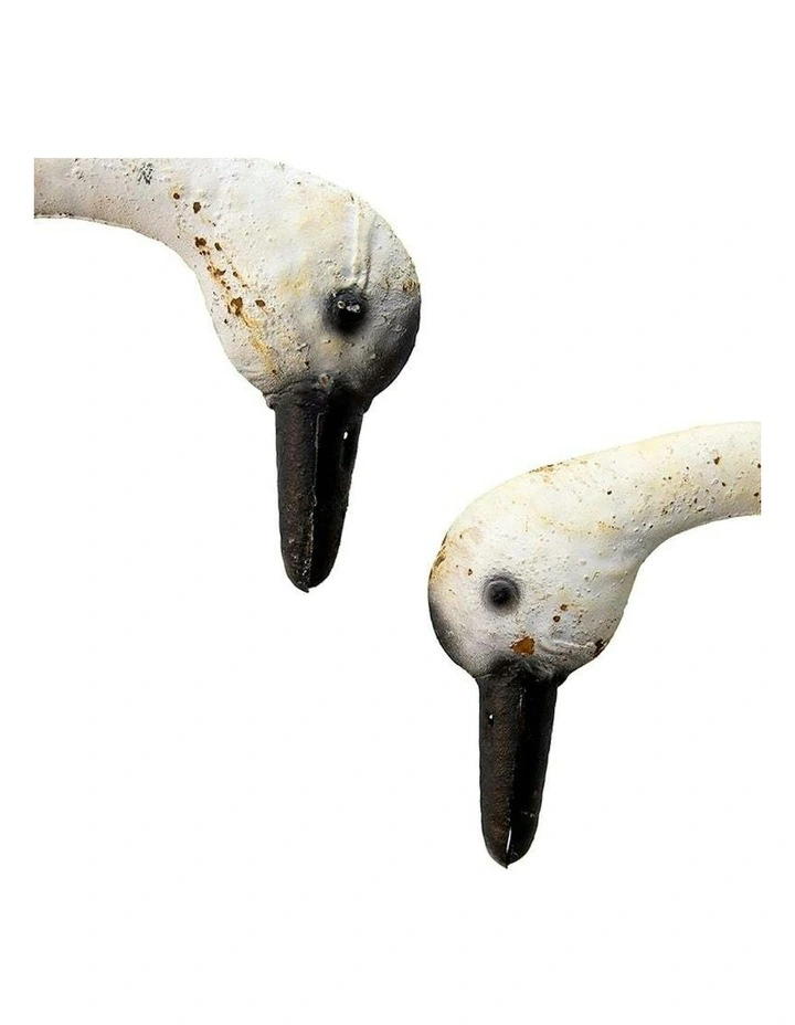 Garden Ornament Swan Couple Decor Set of 2 in White image 4