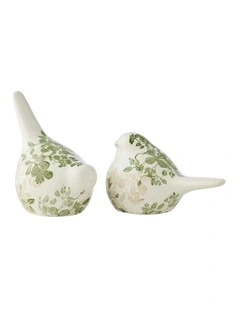 Assorted Size Leaf Birds Decor Set of 2 16.5x9.5x10/14x9x14cm in Green