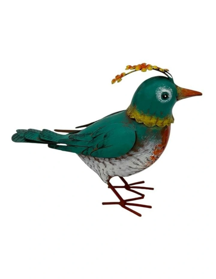 Colourful Bird Decoration 21x9x18.5cm in Green image 2