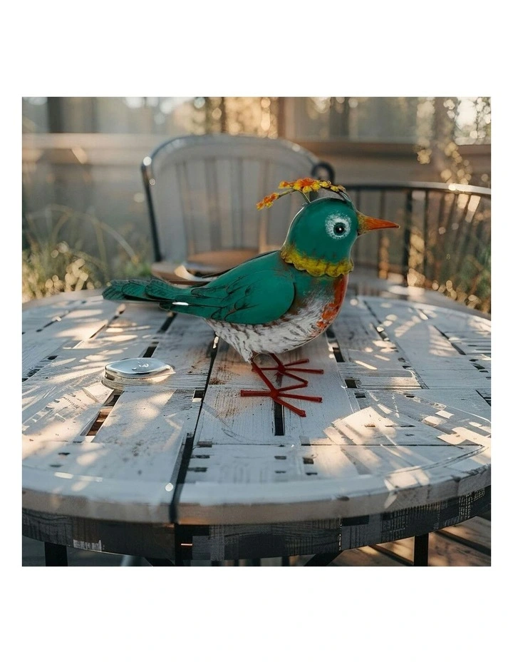 Colourful Bird Decoration 21x9x18.5cm in Green image 3