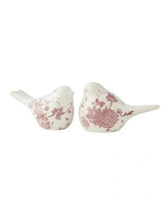 Willow & Silk Set/2 Asst Size Cherry Blossom Birds 20.5x9x11.5/16.5x9.5x10cm
