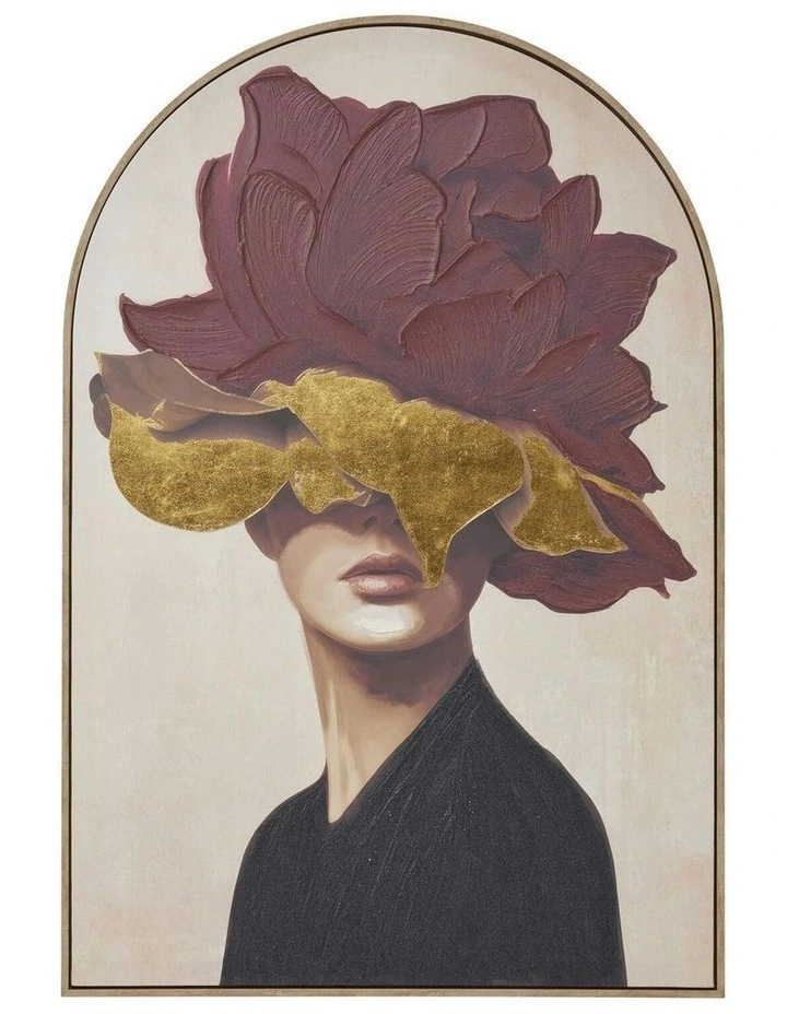 Elegant woman with Floral Headpiece Arch Wall Art 82.6x122.6cm in Multi image 1