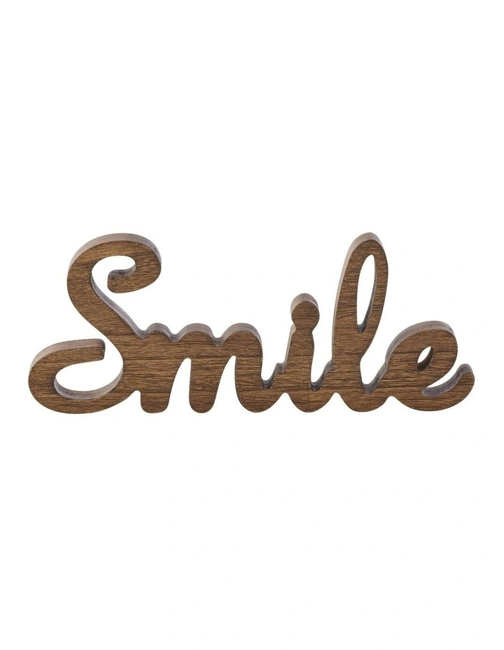 Willow & Silk Wooden Smile Sign 30x2.5x13.5cm image 1
