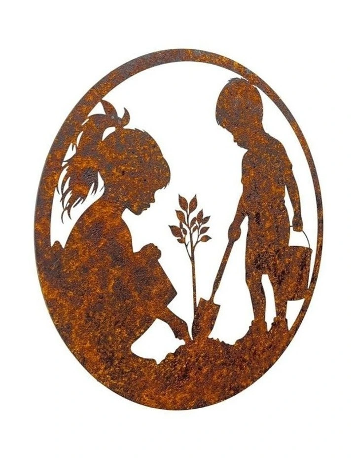 Laser Cut Kids in The Garden Wall Art 60x0.6x60cm in Brown image 3