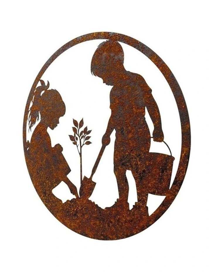 Laser Cut Kids in The Garden Wall Art 60x0.6x60cm in Brown image 4